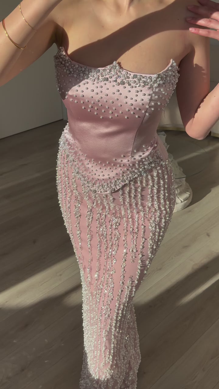 Glamorous   Mermaid Evening Dress with Pearls LA73070
