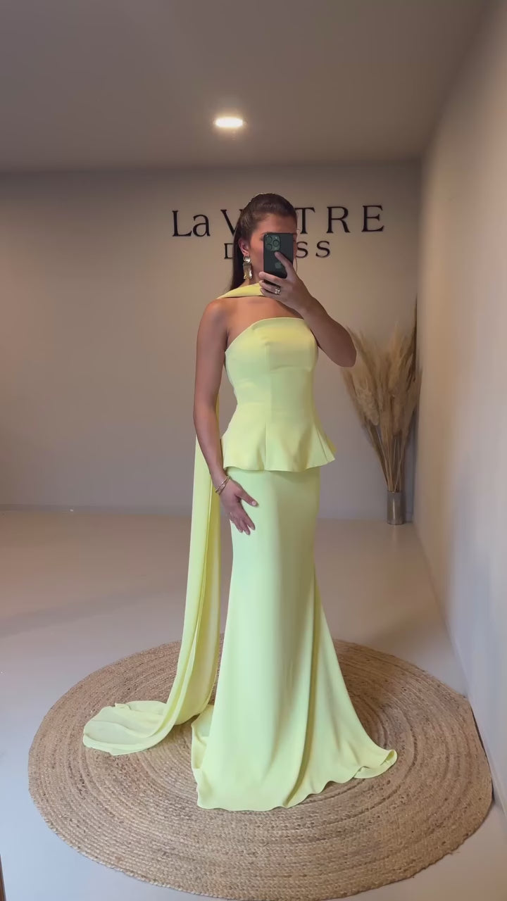 Luxury Olive Green Mermaid Evening Dress with Cape LA73165A