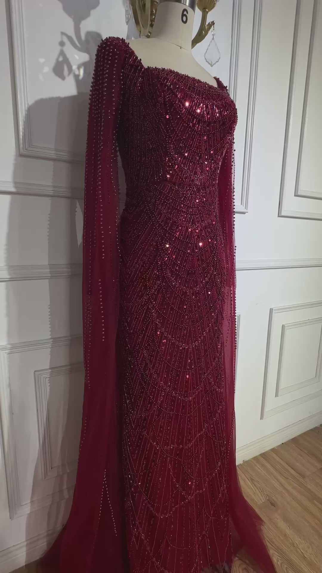 Luxury Arabic Mermaid Evening Dress with Cape Sleeves Plus Size LA72590A