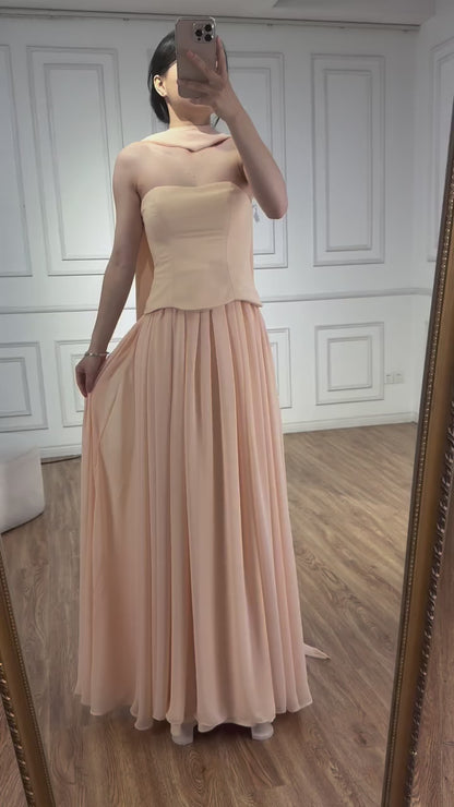 Luxury Turquoise A Line   Evening Dress with Cape LA73012