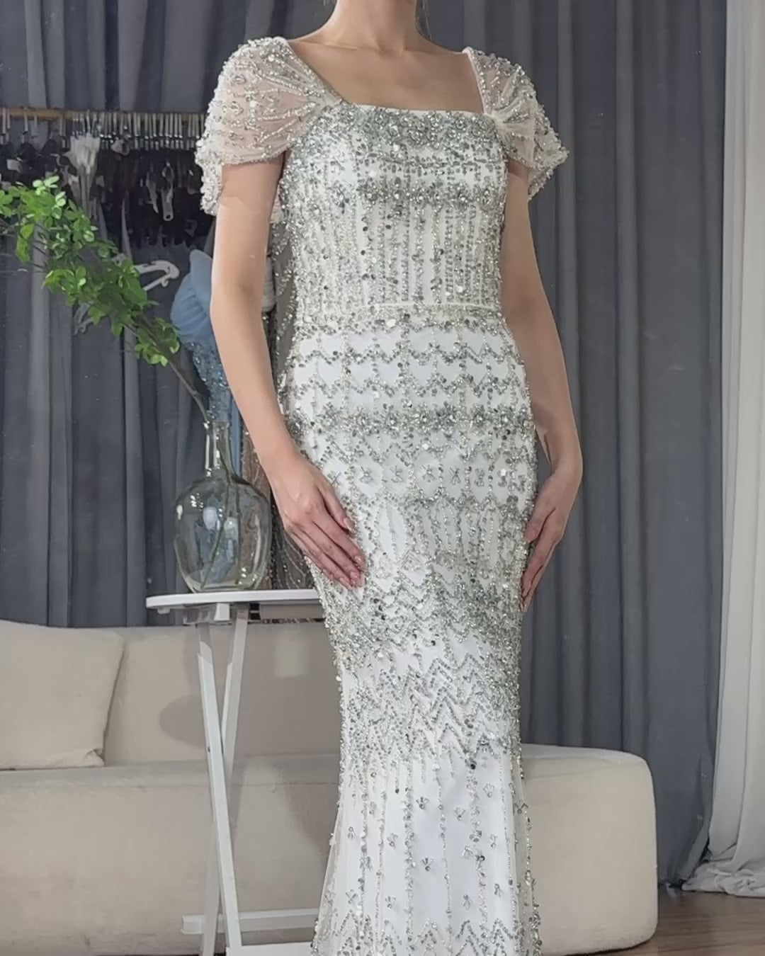 Dubai Mermaid Evening Dress – Luxury Modest Arabic Formal Gown  LA72714