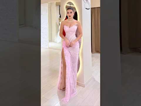 Luxury Pink Saudi Arabic Lace Embroidery Evening Dress LA73373