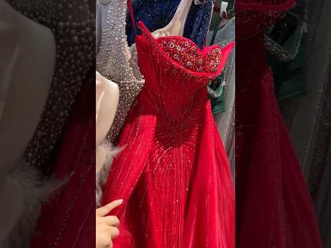Luxury Dubai Nude Beaded Mermaid Evening Dress with Overskirt LA72811