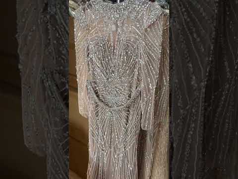 Luxury Muslim Nude Beaded Mermaid Evening Dress LA73203A