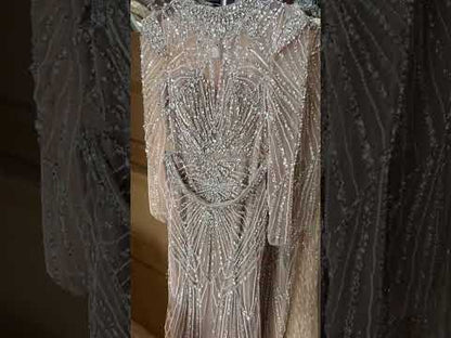 Luxury Muslim Nude Beaded Mermaid Evening Dress LA73203A