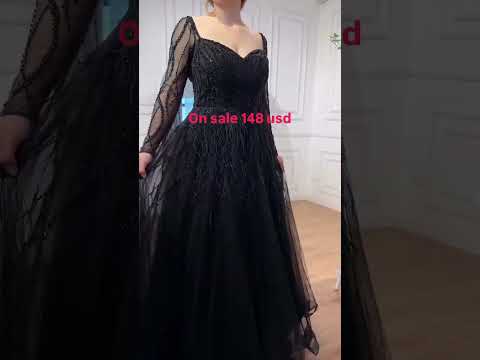 Feathers Black Evening Dresses for Women Wedding Party LA71468