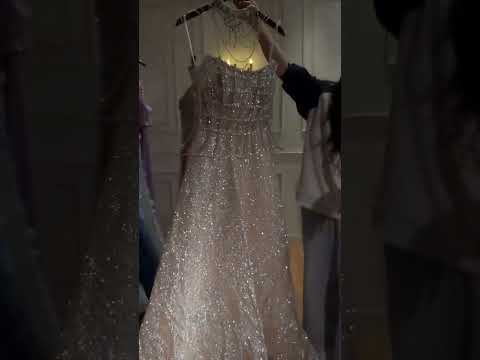 Luxury Nude Beaded A-Line Evening Dress for Women Formal Occasion LA73163