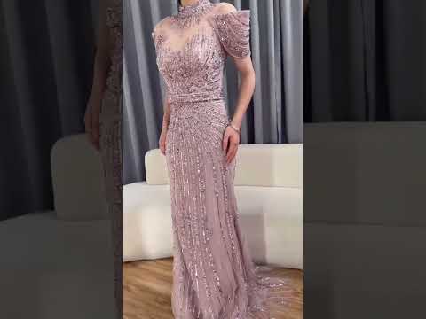 Luxury Caramel Mermaid Beaded Evening Dress LA73082