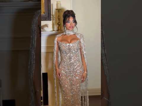 Luxury Dubai Caramel Mermaid Tassel Beaded Evening Dress LA72237A