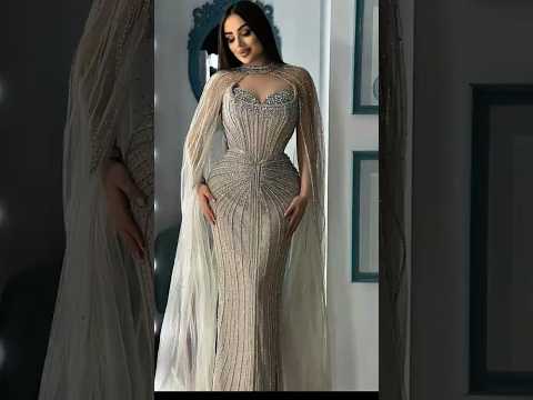 Luxury Dubai Caramel Beaded Evening Dress With Cape LA72811C