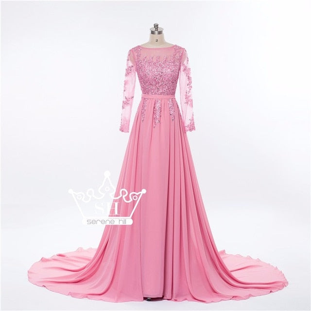 On Sale No Return No Refund Gray Beading Crystal Formal Long Sleeve Evening Dress HA2097 - SERENE  HILL