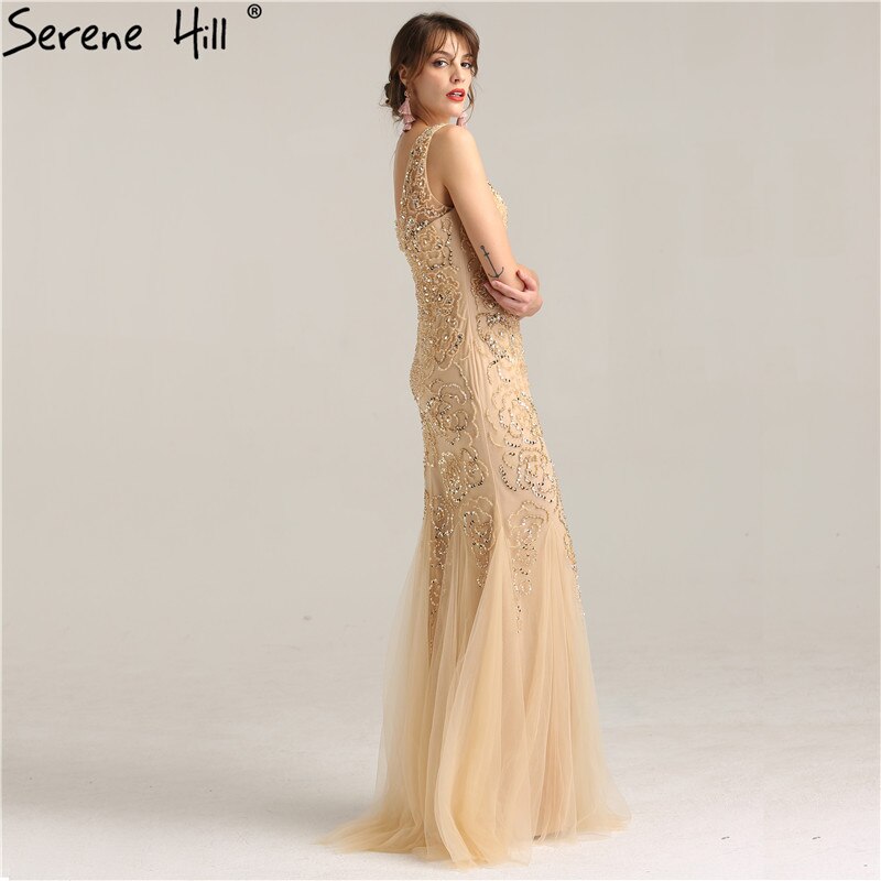 On Sale No Return No Refund Sale Deep-V Luxury Sexy Mermaid Evening Gowns Crystal Beading Elegant Fashion Tulle Evening Dresses Real Photo LA6249 - SERENE HILL