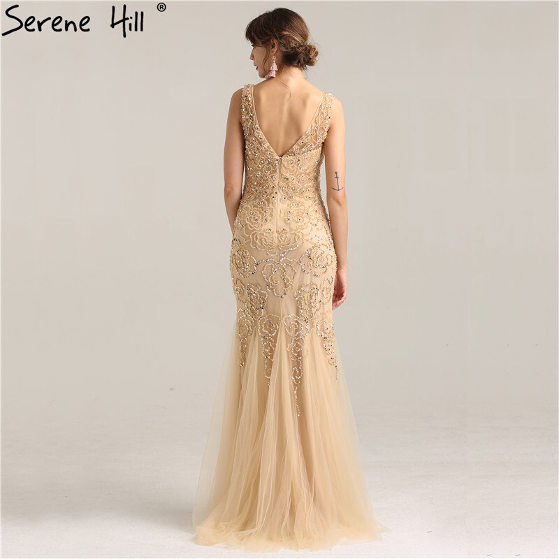 On Sale No Return No Refund Sale Deep-V Luxury Sexy Mermaid Evening Gowns Crystal Beading Elegant Fashion Tulle Evening Dresses Real Photo LA6249 - SERENE HILL