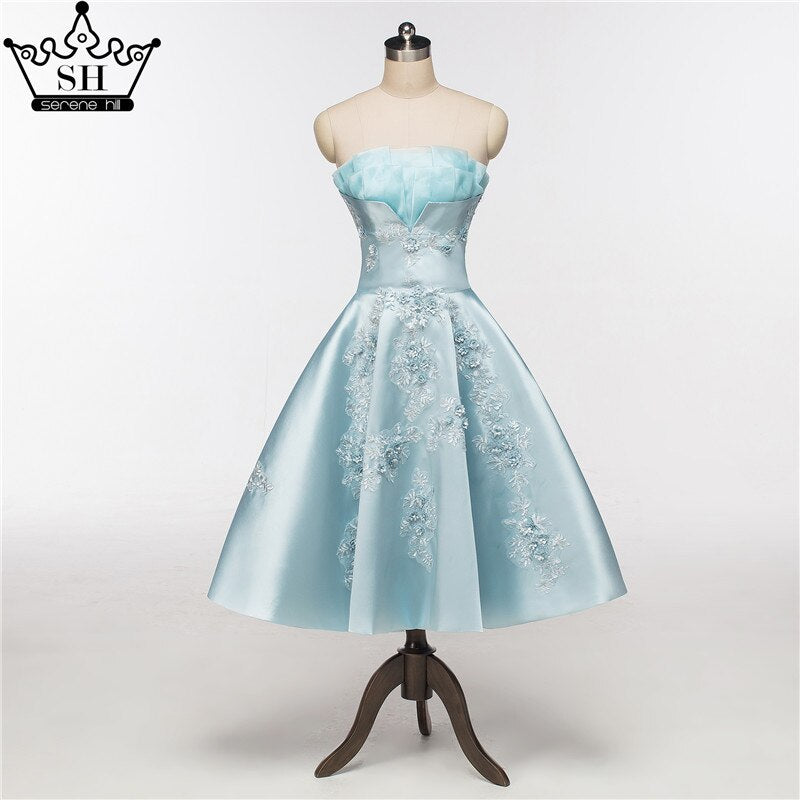 On Sale No Return No Refund Newest Short Evening Dresses Sexy Applique Satin Formal Evening Party Serene Hill HA2076 - SERENE HILL