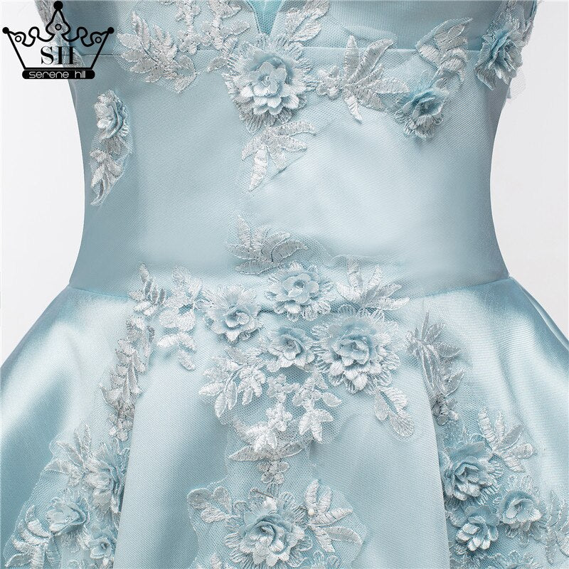 On Sale No Return No Refund Newest Short Evening Dresses Sexy Applique Satin Formal Evening Party Serene Hill HA2076 - SERENE HILL