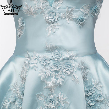 On Sale No Return No Refund Newest Short Evening Dresses Sexy Applique Satin Formal Evening Party Serene Hill HA2076 - SERENE HILL