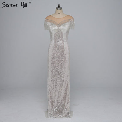On Sale no return no refundSale 2025 Beading Tassel Latest Evening gown Designs Sleeveless Fashion Sexy Mermaid Sequin Evening Dress Real Photo LA6378 - SERENE HILL