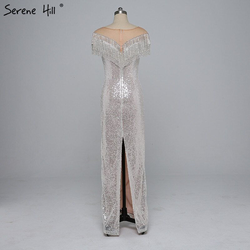 On Sale no return no refundSale 2025 Beading Tassel Latest Evening gown Designs Sleeveless Fashion Sexy Mermaid Sequin Evening Dress Real Photo LA6378 - SERENE HILL