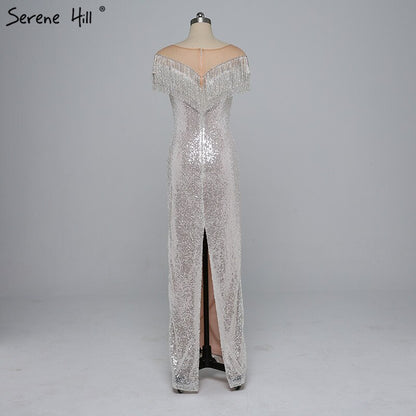 On Sale no return no refundSale 2025 Beading Tassel Latest Evening gown Designs Sleeveless Fashion Sexy Mermaid Sequin Evening Dress Real Photo LA6378 - SERENE HILL
