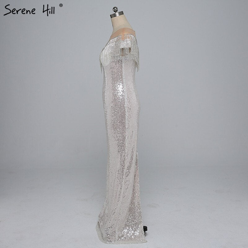 On Sale no return no refundSale 2025 Beading Tassel Latest Evening gown Designs Sleeveless Fashion Sexy Mermaid Sequin Evening Dress Real Photo LA6378 - SERENE HILL