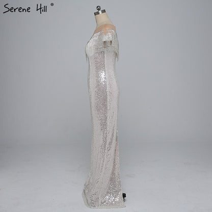 On Sale no return no refundSale 2025 Beading Tassel Latest Evening gown Designs Sleeveless Fashion Sexy Mermaid Sequin Evening Dress Real Photo LA6378 - SERENE HILL