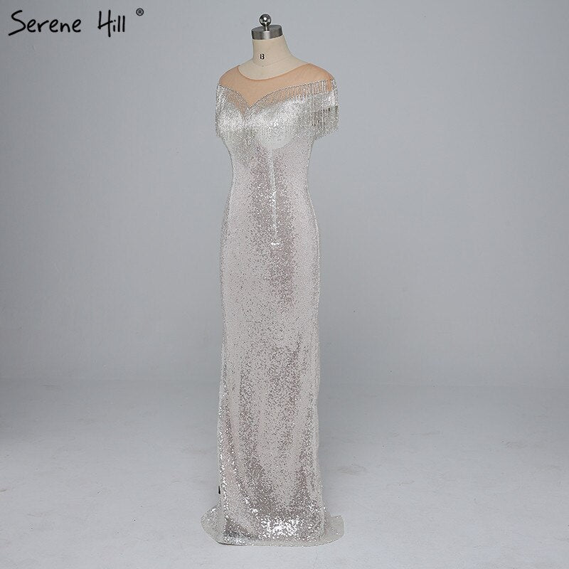 On Sale no return no refundSale 2025 Beading Tassel Latest Evening gown Designs Sleeveless Fashion Sexy Mermaid Sequin Evening Dress Real Photo LA6378 - SERENE HILL