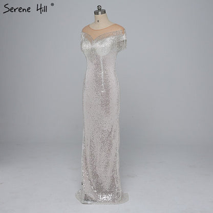 On Sale no return no refundSale 2025 Beading Tassel Latest Evening gown Designs Sleeveless Fashion Sexy Mermaid Sequin Evening Dress Real Photo LA6378 - SERENE HILL