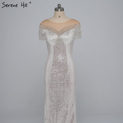 On Sale no return no refundSale 2025 Beading Tassel Latest Evening gown Designs Sleeveless Fashion Sexy Mermaid Sequin Evening Dress Real Photo LA6378 - SERENE HILL