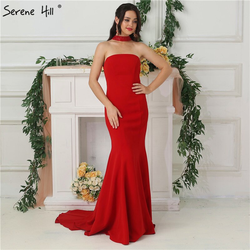 On Sale no return no refundSale 2025 Black Sexy Prom Dresses Halter Simple Jersey Formal Evening Gowns Long Serene Hill LA6688 - SERENE HILL