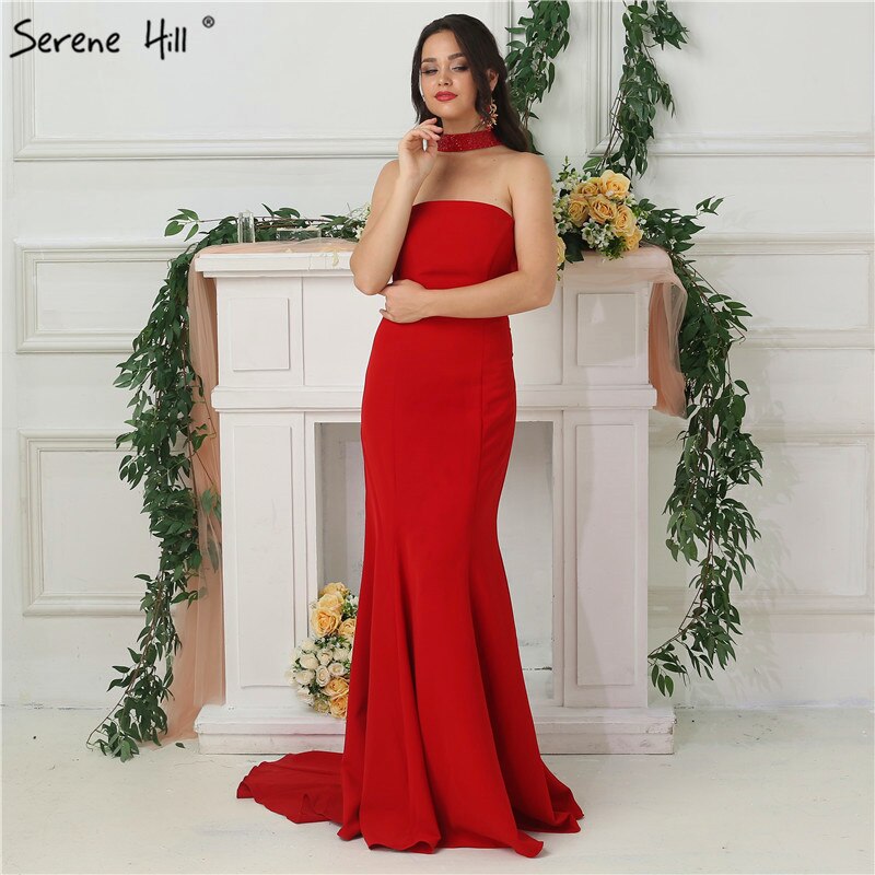 On Sale no return no refundSale 2025 Black Sexy Prom Dresses Halter Simple Jersey Formal Evening Gowns Long Serene Hill LA6688 - SERENE HILL