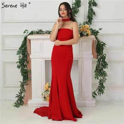 On Sale no return no refundSale 2025 Black Sexy Prom Dresses Halter Simple Jersey Formal Evening Gowns Long Serene Hill LA6688 - SERENE HILL