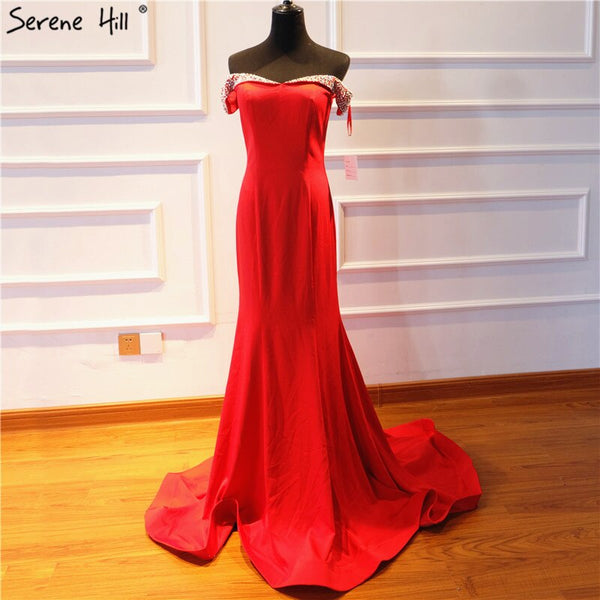 On Sale No Return No Refund 2025 Mermaid Elegant Fashion New Evening Dresses Off Shoulder Sexy Simple Formal Evening Gowns Serene Hill LA6510