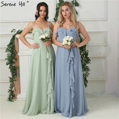 On Sale no return no refundSale 2025 Mint Sleeveless Pleat Sexy Bridesmaid Dresses Chiffon Sleeveless Simple Bride Gowns Real Photo HA2181 - SERENE HILL