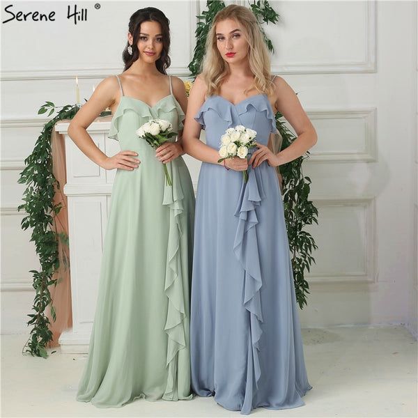 On Sale no return no refundSale 2025 Mint Sleeveless Pleat Sexy Bridesmaid Dresses Chiffon Sleeveless Simple Bride Gowns Real Photo HA2181