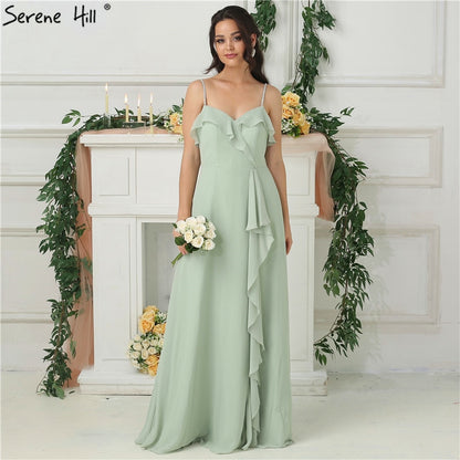 On Sale no return no refundSale 2025 Mint Sleeveless Pleat Sexy Bridesmaid Dresses Chiffon Sleeveless Simple Bride Gowns Real Photo HA2181 - SERENE HILL
