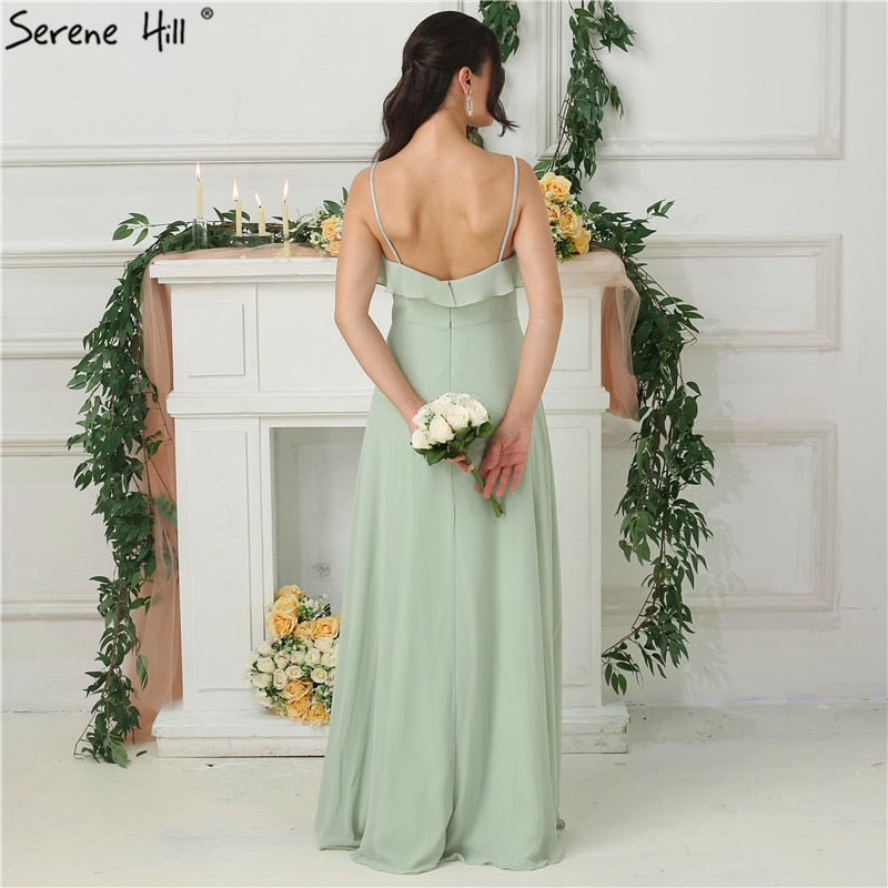 On Sale no return no refundSale 2025 Mint Sleeveless Pleat Sexy Bridesmaid Dresses Chiffon Sleeveless Simple Bride Gowns Real Photo HA2181 - SERENE HILL