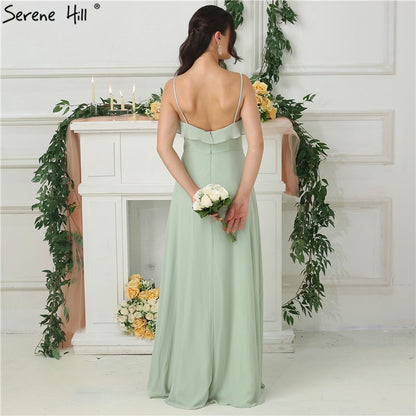 On Sale no return no refundSale 2025 Mint Sleeveless Pleat Sexy Bridesmaid Dresses Chiffon Sleeveless Simple Bride Gowns Real Photo HA2181 - SERENE HILL