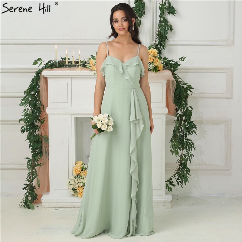 On Sale no return no refundSale 2025 Mint Sleeveless Pleat Sexy Bridesmaid Dresses Chiffon Sleeveless Simple Bride Gowns Real Photo HA2181 - SERENE HILL