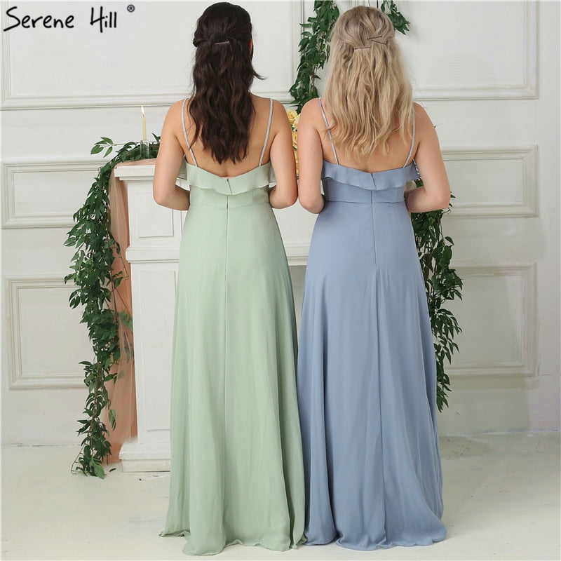 On Sale no return no refundSale 2025 Mint Sleeveless Pleat Sexy Bridesmaid Dresses Chiffon Sleeveless Simple Bride Gowns Real Photo HA2181 - SERENE HILL
