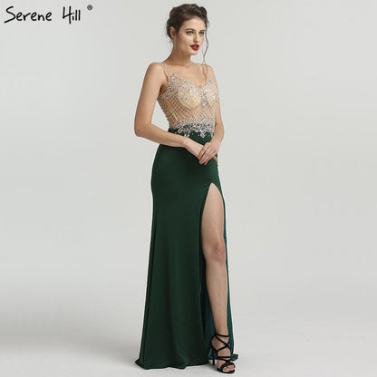 On Sale no return no refundSale 2025 Newest Green Sleeveless Mermaid Evening Dresses Fashion Diamond Beading Sexy Evening Gowns Serene Hill LA6592 - SERENE HILL