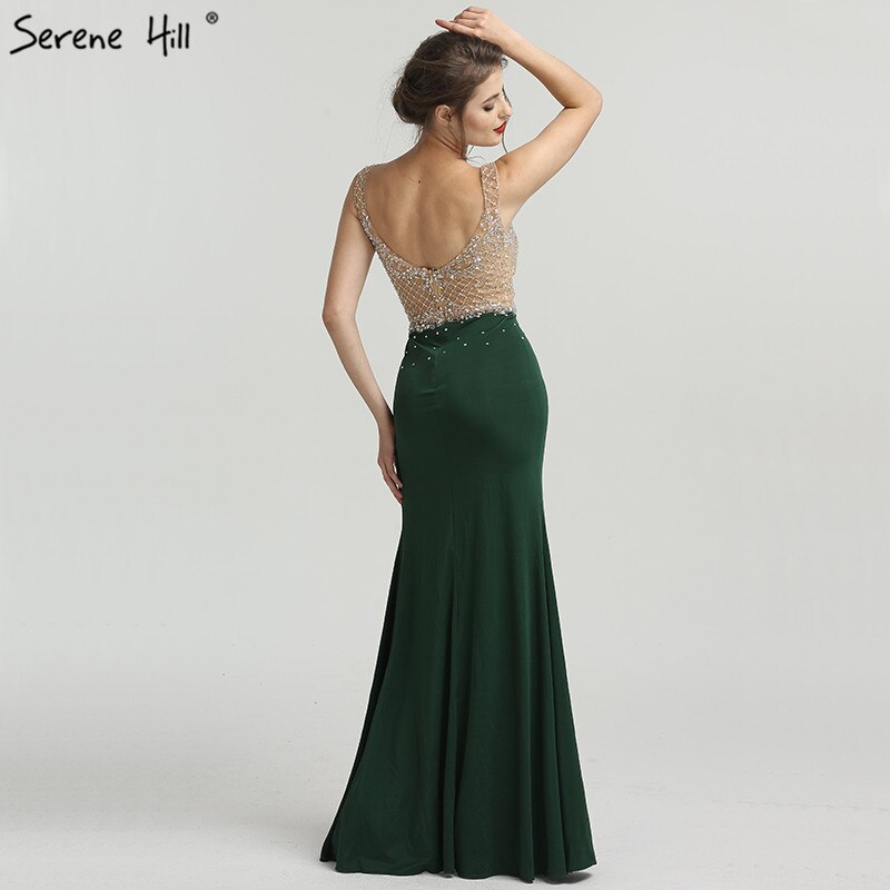 On Sale no return no refundSale 2025 Newest Green Sleeveless Mermaid Evening Dresses Fashion Diamond Beading Sexy Evening Gowns Serene Hill LA6592 - SERENE HILL