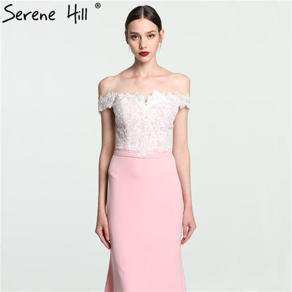 On Sale no return no refundSale 2025 Off Shoulder Fashion Mermaid Evening Gowns Sleeveless Sexy Elegant Chiffon Evening Dress Serene Hill LA6115 - SERENE HILL