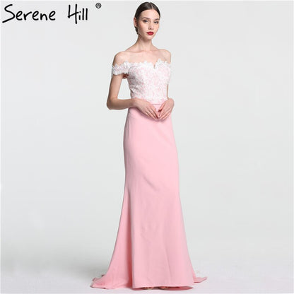 On Sale no return no refundSale 2025 Off Shoulder Fashion Mermaid Evening Gowns Sleeveless Sexy Elegant Chiffon Evening Dress Serene Hill LA6115 - SERENE HILL