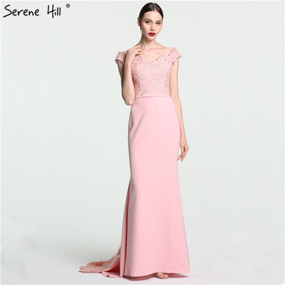 On Sale no return no refundSale 2025 Off Shoulder Fashion Mermaid Evening Gowns Sleeveless Sexy Elegant Chiffon Evening Dress Serene Hill LA6115 - SERENE HILL