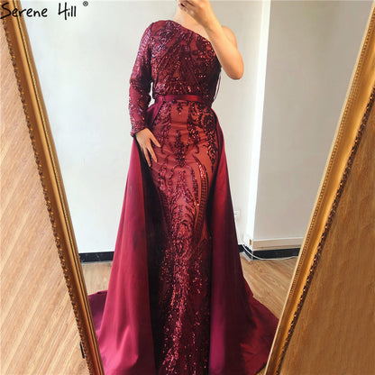 One Shoulder Long Sleeves Evening Dresses LA6619 - SERENE HILL