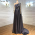 On Sale no return no refundSale Arabic One Shoulder Olive Green Muslim Evening Dress with Cape Long Sleeves Women Wedding Party Gowns Elegant Plus Size LA70985 - SERENE HILL