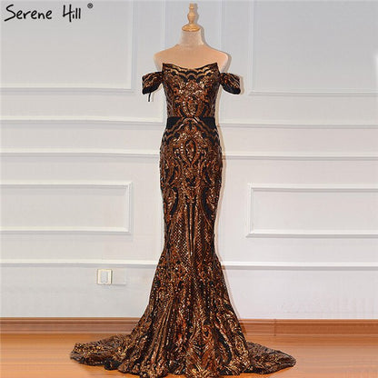 On Sale No Return No Refund Sale Black Sexy African Sequined Sleeveless Mermaid Prom Dresses 2025 Luxury Sexy Prom Gowns Serene Hill LA60935 - SERENE HILL