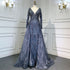 Blue Luxury Mermaid Overskirt Evening Dresses Gowns 2025 Beaded Elegant Long Sleeves For Women Party Serene Hill LA71619 - SERENE HILL