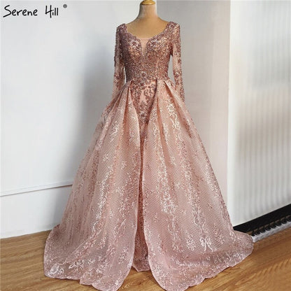 Blue Muslim Beading Mermaid Lace Crystal Design Evening Dresses 2025 Dubai Luxury Plush Size Evening Gowns Serene Hill LA70424 - SERENE HILL
