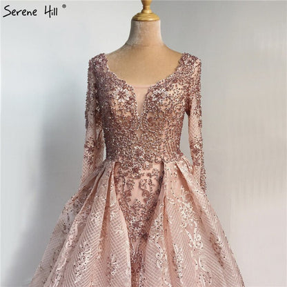 Blue Muslim Beading Mermaid Lace Crystal Design Evening Dresses 2025 Dubai Luxury Plush Size Evening Gowns Serene Hill LA70424 - SERENE HILL